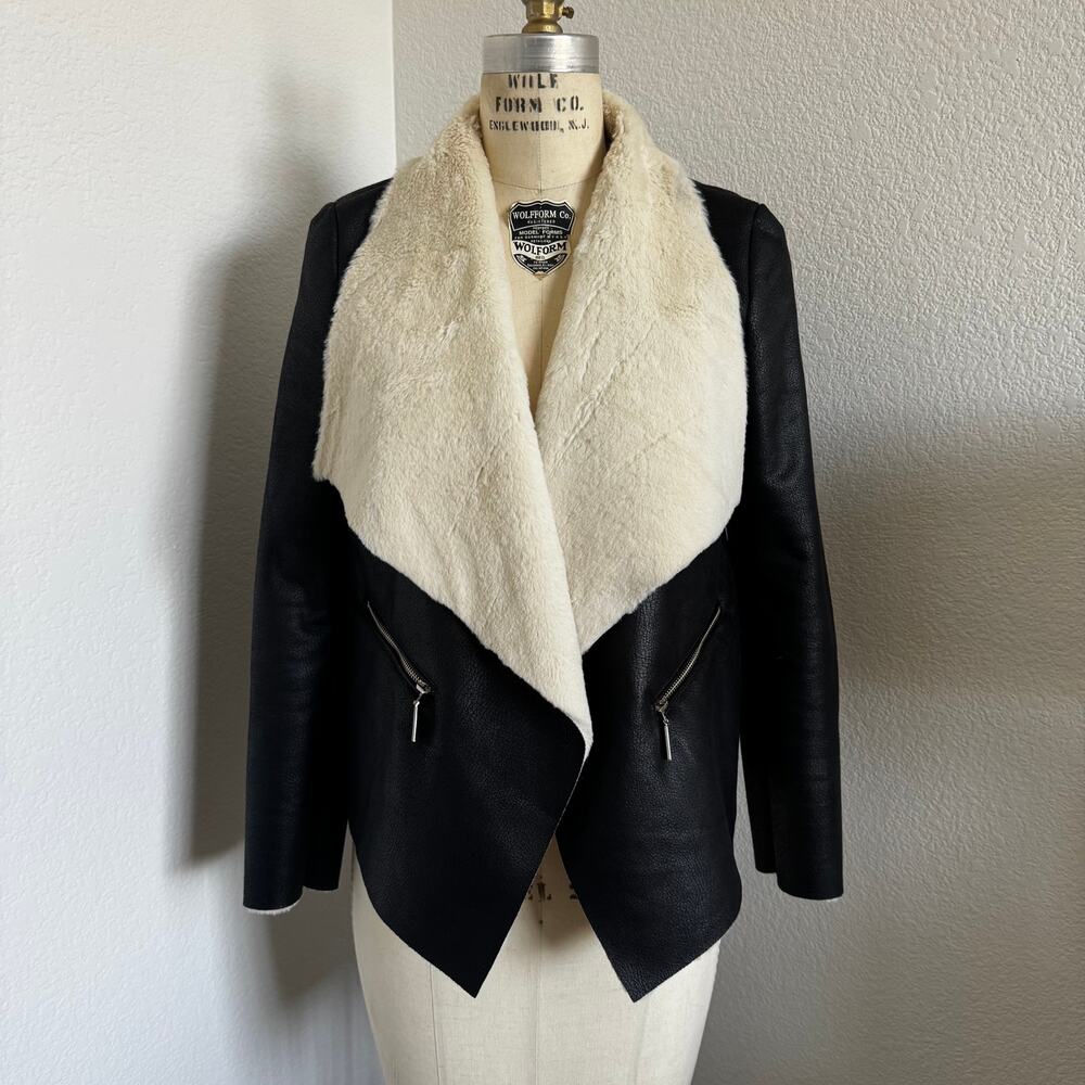 Gianni Bini | Open Front Faux Shearling Draped Jacket size XS - Picture 1 of 8